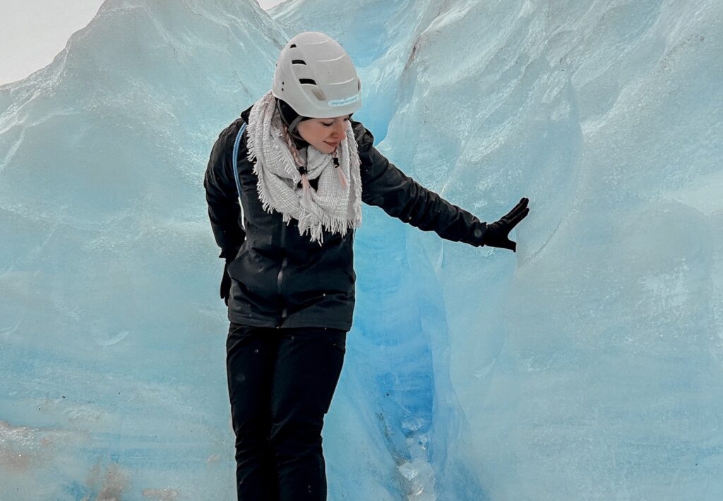 woman on a glacier