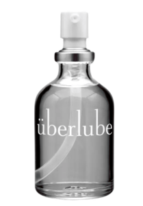 uberlube intimacy lube in a sleek glass bottle